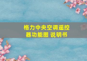 格力中央空调遥控器功能图 说明书